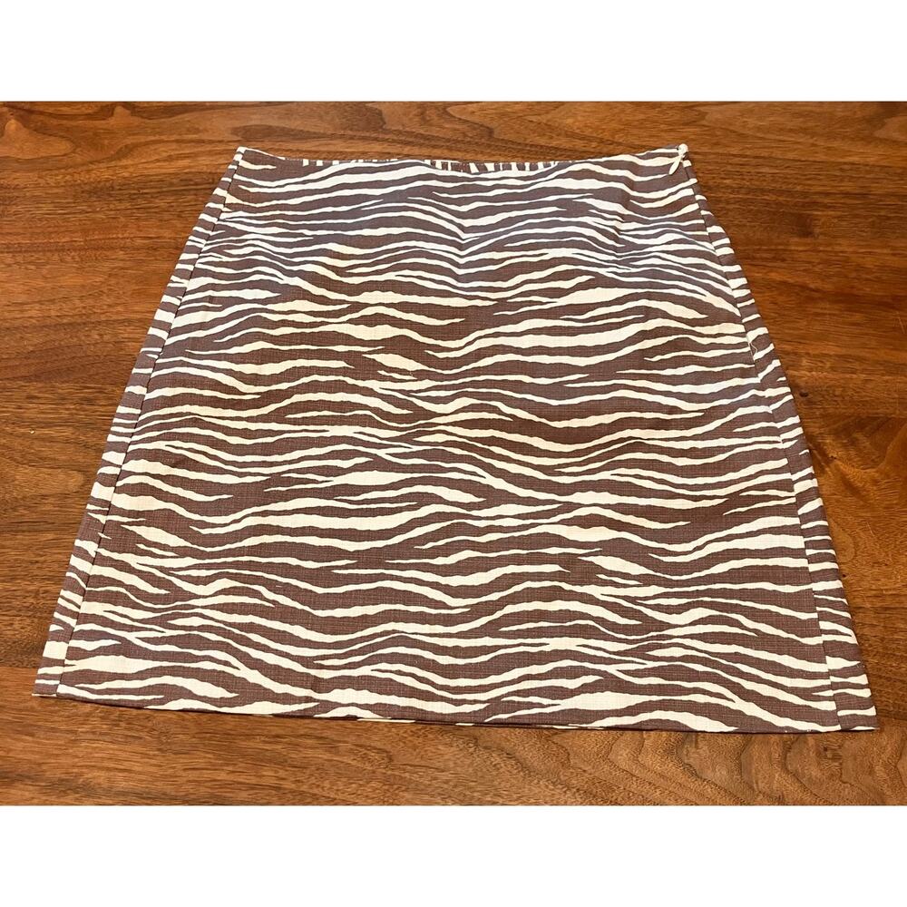 LOFT Zebra Print Skirt Sz‎ 6 ,NWT ,Brown White, Lined, Zipper, Straight, A-line